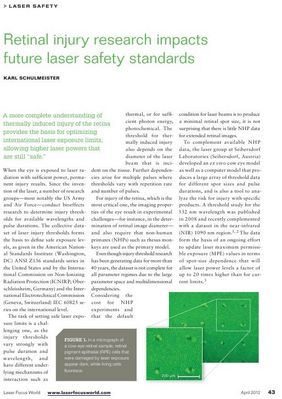 Laser Focus World - Karl Schulmeister - Retinal injury research impacts future laser safety standards