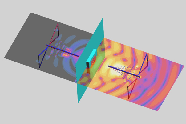 Schirmung von Gehäusen - Simulation elektromagnetischer Felder (Grafik: Seibersdorf Labor GmbH)